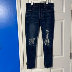 American eagle dark blue ripped jeans